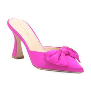 DEE OCLEPPO Pink Maldives Satin Bow Mule Pumps